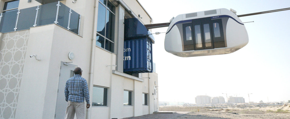 uCar and uCont in a mechanical coupling enter the station – simulation of an emergency evacuation of a uCar (Sharjah, UAE, 2022) uCar and uCont in a mechanical coupling enter the station – simulation of an emergency evacuation of a uCar (Sharjah, UAE, 2022)
