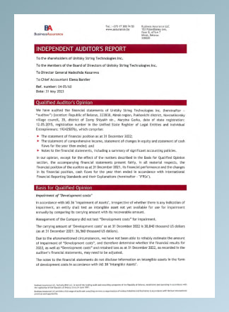 Audit report of IFRS, 2022