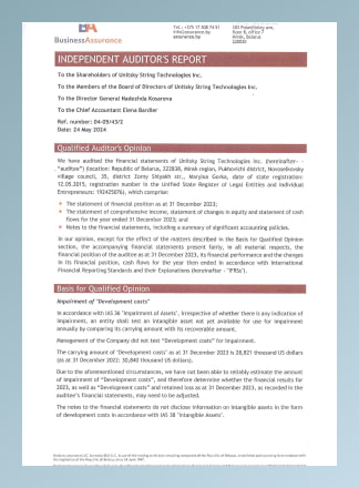 Audit report of IFRS, 2023