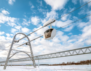 EcoTechnoPark, Maryina Gorka, 2020. uWind on the superlight string rail overpass EcoTechnoPark, Maryina Gorka, 2020. uWind on the superlight string rail overpass