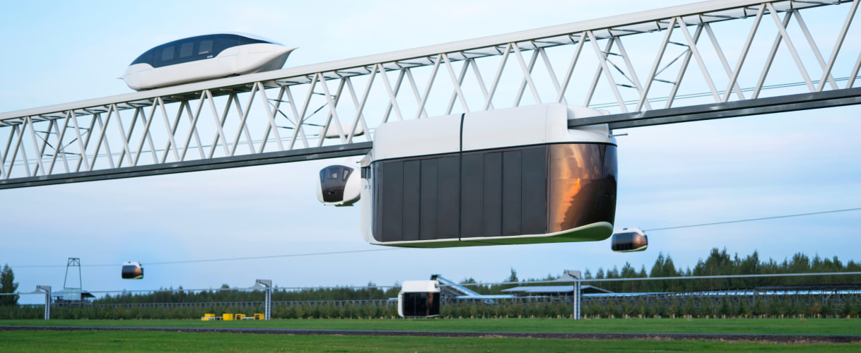 Six models of uPods are being simultaneously tested on the four test tracks of the EcoTechnoPark (Maryina Gorka, 2019) Six models of uPods are being simultaneously tested on the four test tracks of the EcoTechnoPark (Maryina Gorka, 2019)