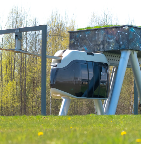 EcoTechnoPark, Maryina Gorka, 2021, uBus (left) and uCar (right) EcoTechnoPark, Maryina Gorka, 2021, uBus (left) and uCar (right)