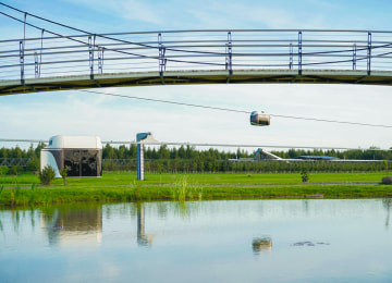 String pedestrian bridge against the uST test tracks (Maryina Gorka, Belarus, 2022) String pedestrian bridge against the uST test tracks (Maryina Gorka, Belarus, 2022)